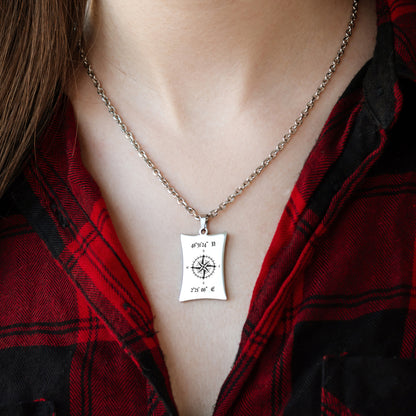 Coordinates Necklace with Compass – Personalized Engraved Jewelry
