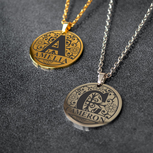Initial Charm Necklace – Personalized Engraved Jewelry