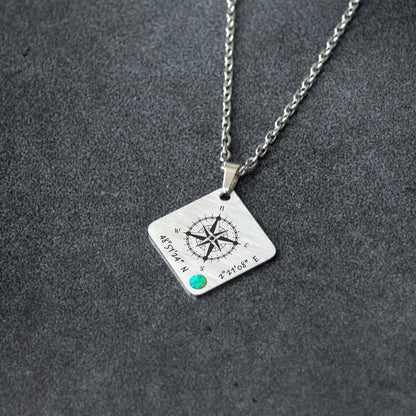 Custom Coordinates Necklace – Compass Pendant Jewelry