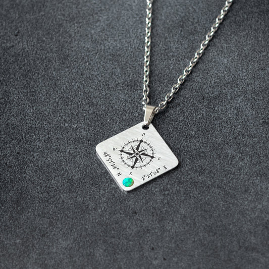 Custom Coordinates Necklace – Compass Pendant Jewelry