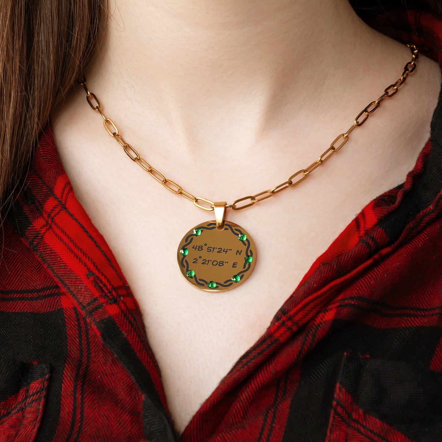 Engraved Coordinates Necklace – Custom Latitude Longitude Pendant