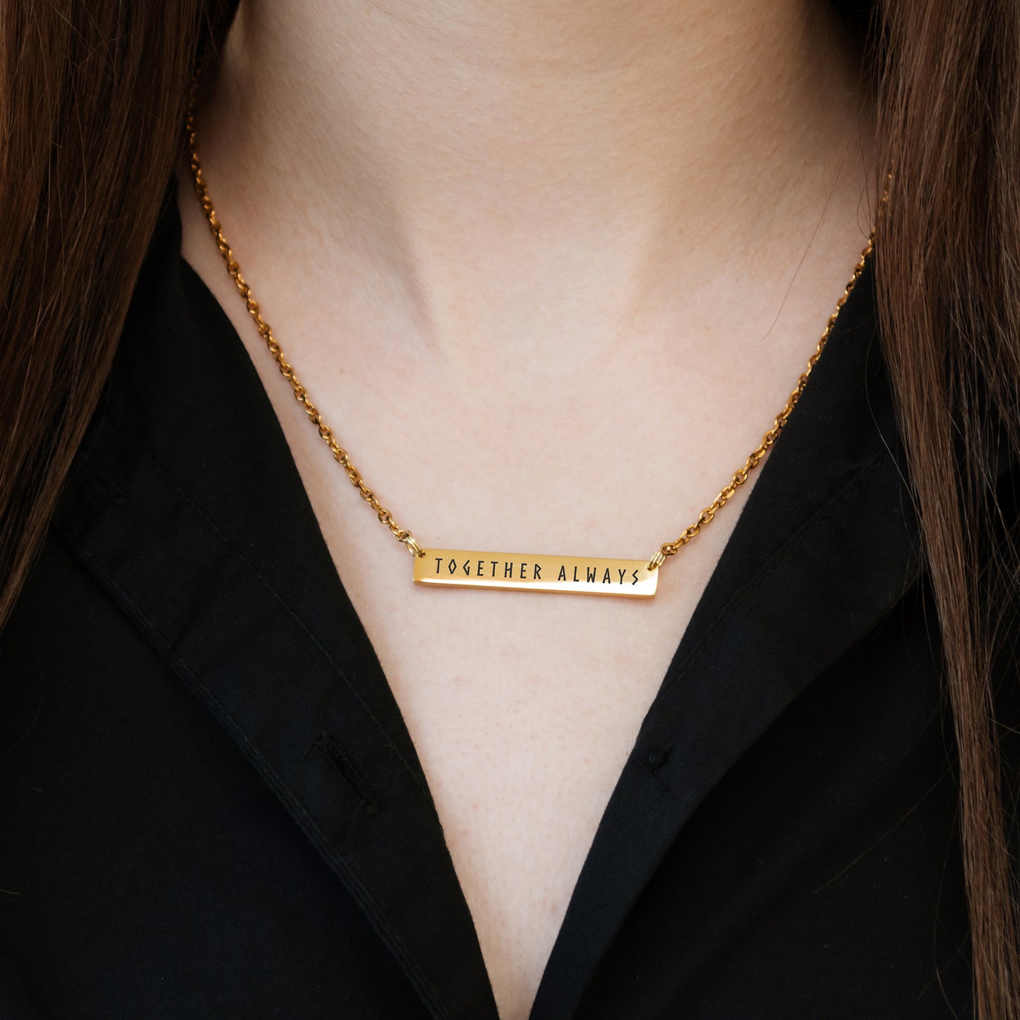 Engraved Bar Necklace – Personalized Name or Phrase Pendant