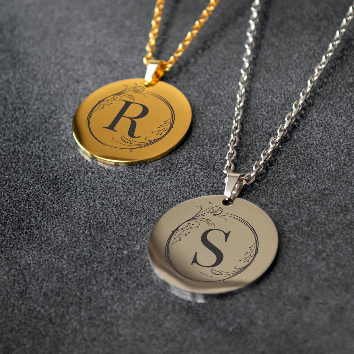 Custom Initial Necklace – Engraved Letter Pendant