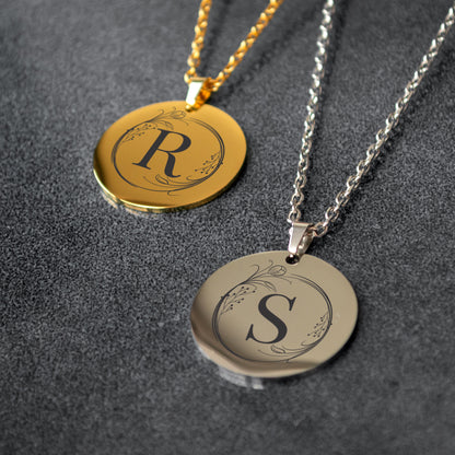 Custom Initial Necklace – Engraved Letter Pendant