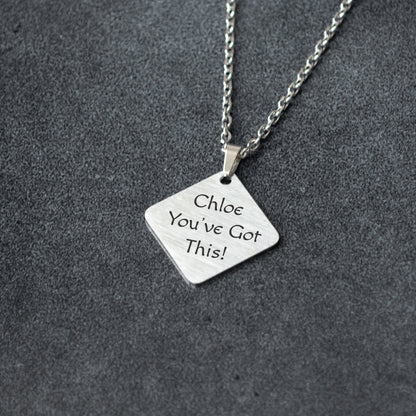 Custom Engraved Pendant – Name or Motivational Quote Jewelry