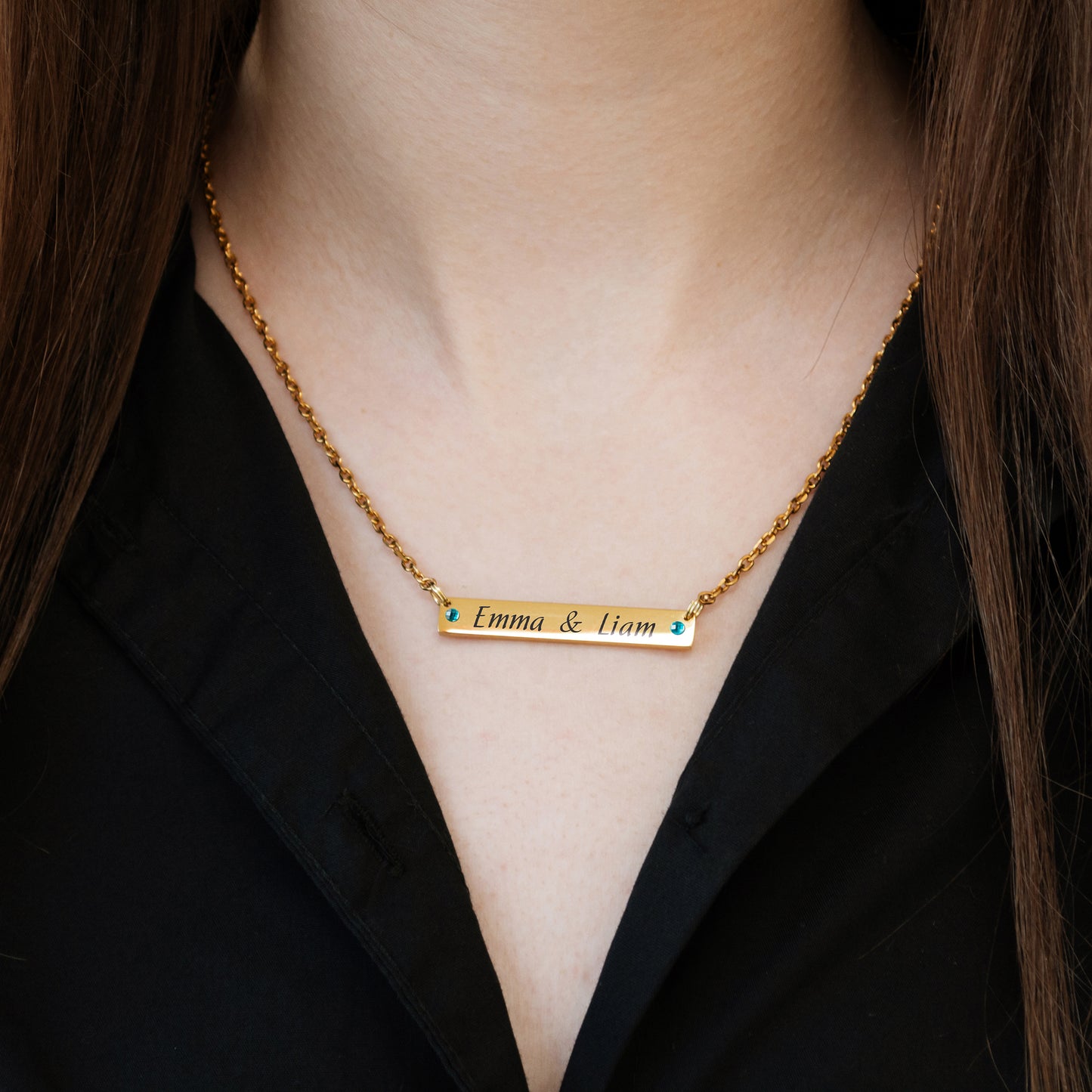 Personalized Engraved Necklace – Custom Name Bar Pendant
