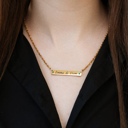 Personalized Engraved Necklace – Custom Name Bar Pendant