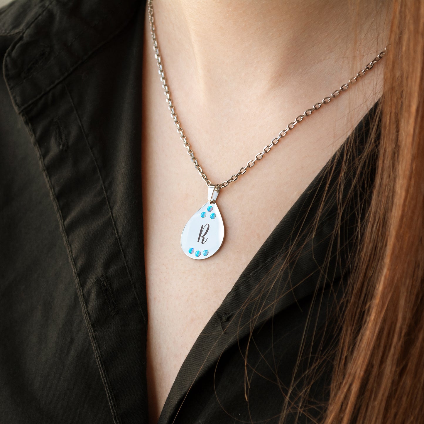 Custom Monogram Necklace – Engraved Initial Pendant