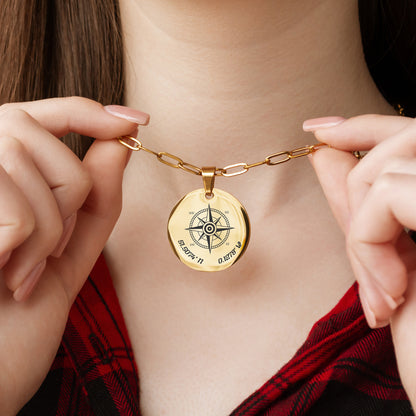 Compass Necklace – Custom Engraved Coordinates Pendant