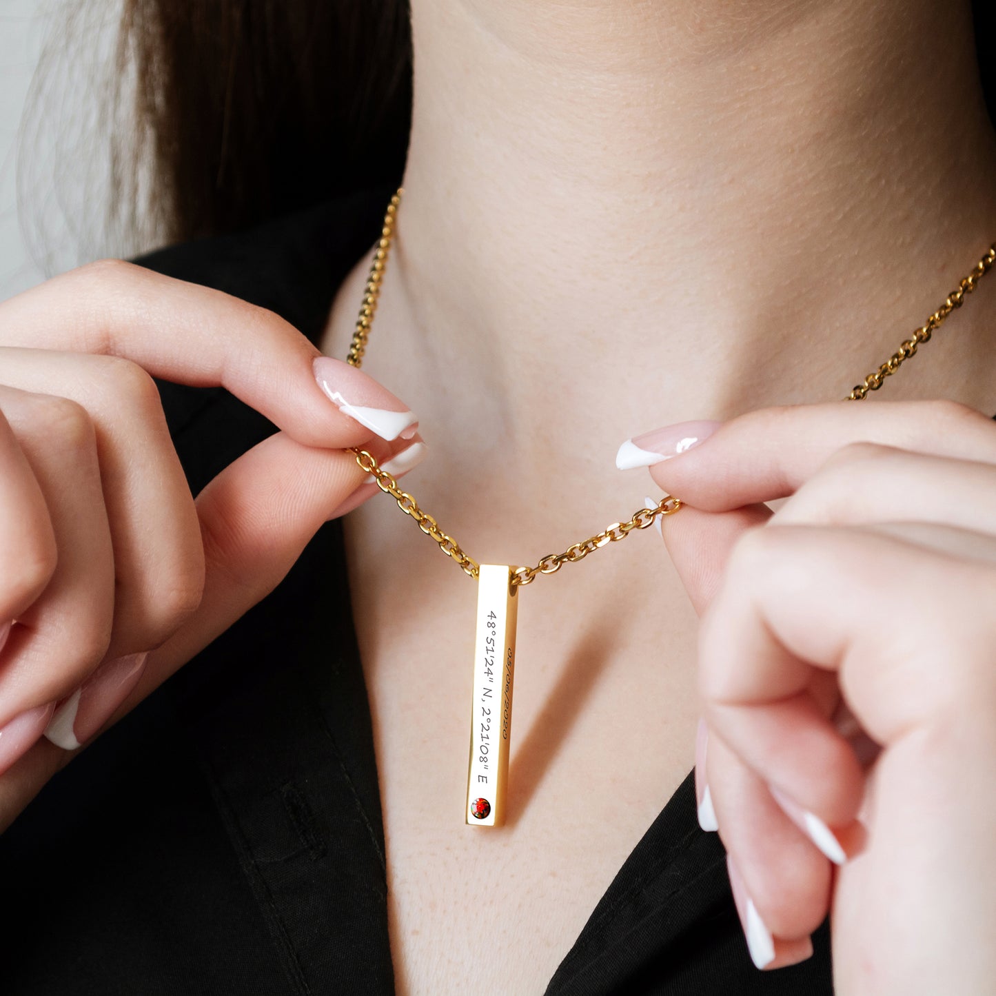 Custom Engraved Coordinates Necklace – Minimalist Jewelry Gift