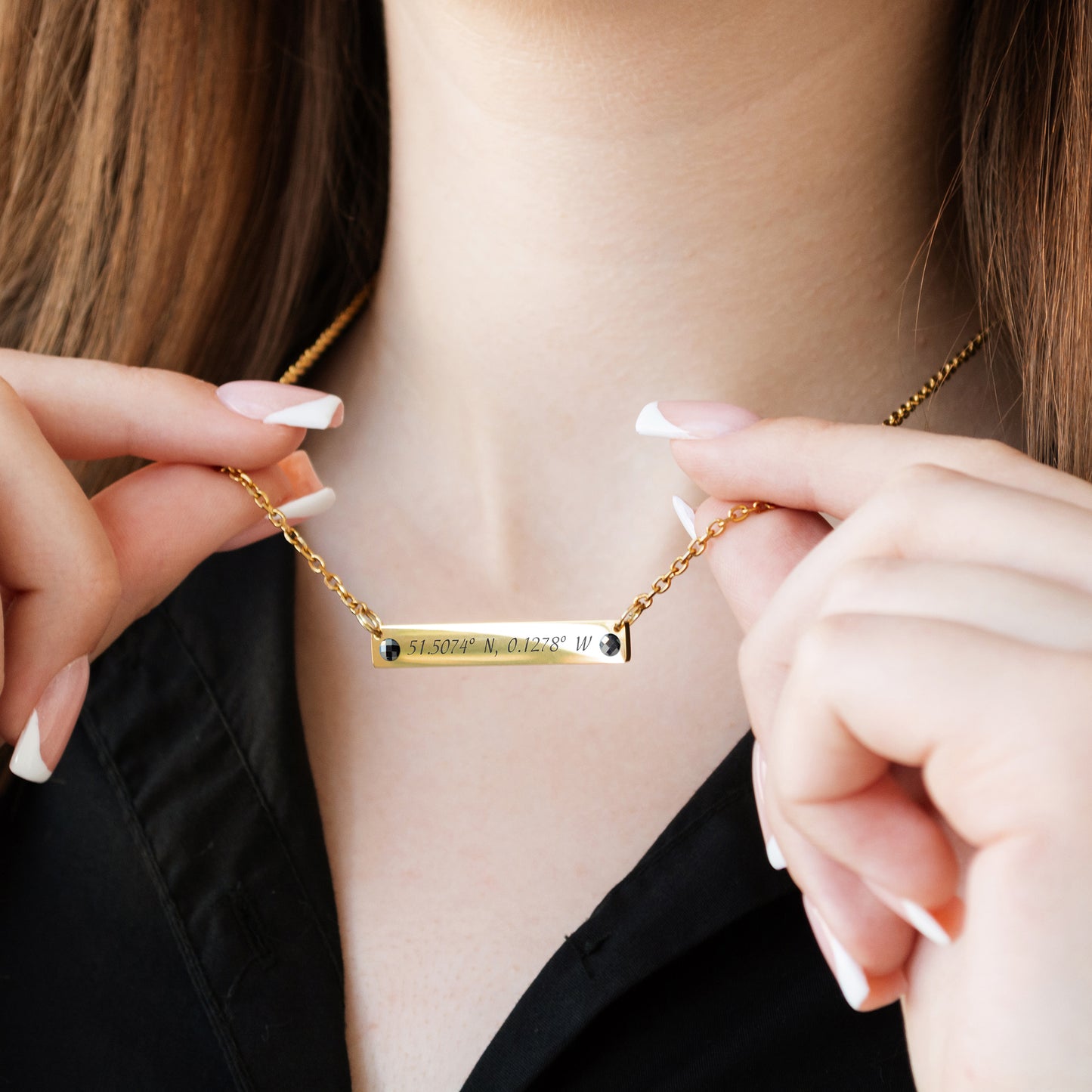 Engraved Coordinates Necklace – Custom Stainless Steel Jewelry