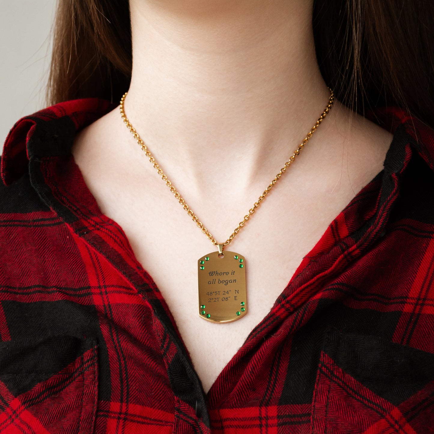 Personalized Coordinates Necklace – Custom Engraved Pendant