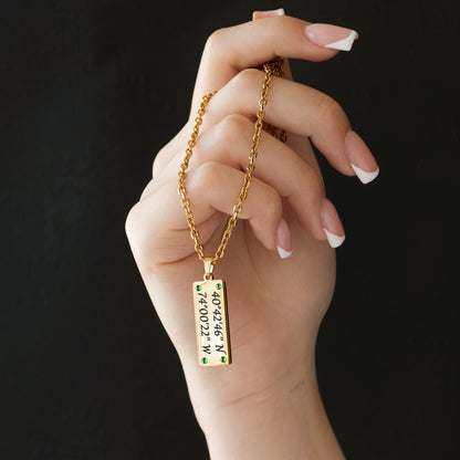 Engraved Coordinates Necklace – Custom Latitude Longitude Pendant