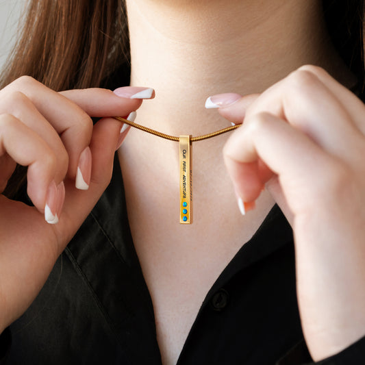 Personalized Coordinates Necklace - Custom Engraved Pendant