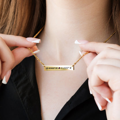 Coordinates Bar Necklace – Personalized Engraved Jewelry