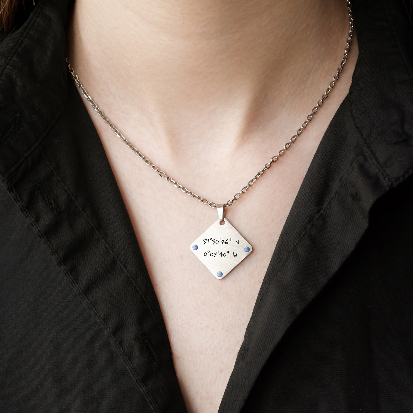 Custom Coordinates Necklace – Personalized Engraved Jewelry