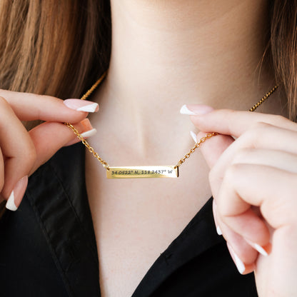 Custom Coordinates Necklace – Engraved Minimalist Pendant