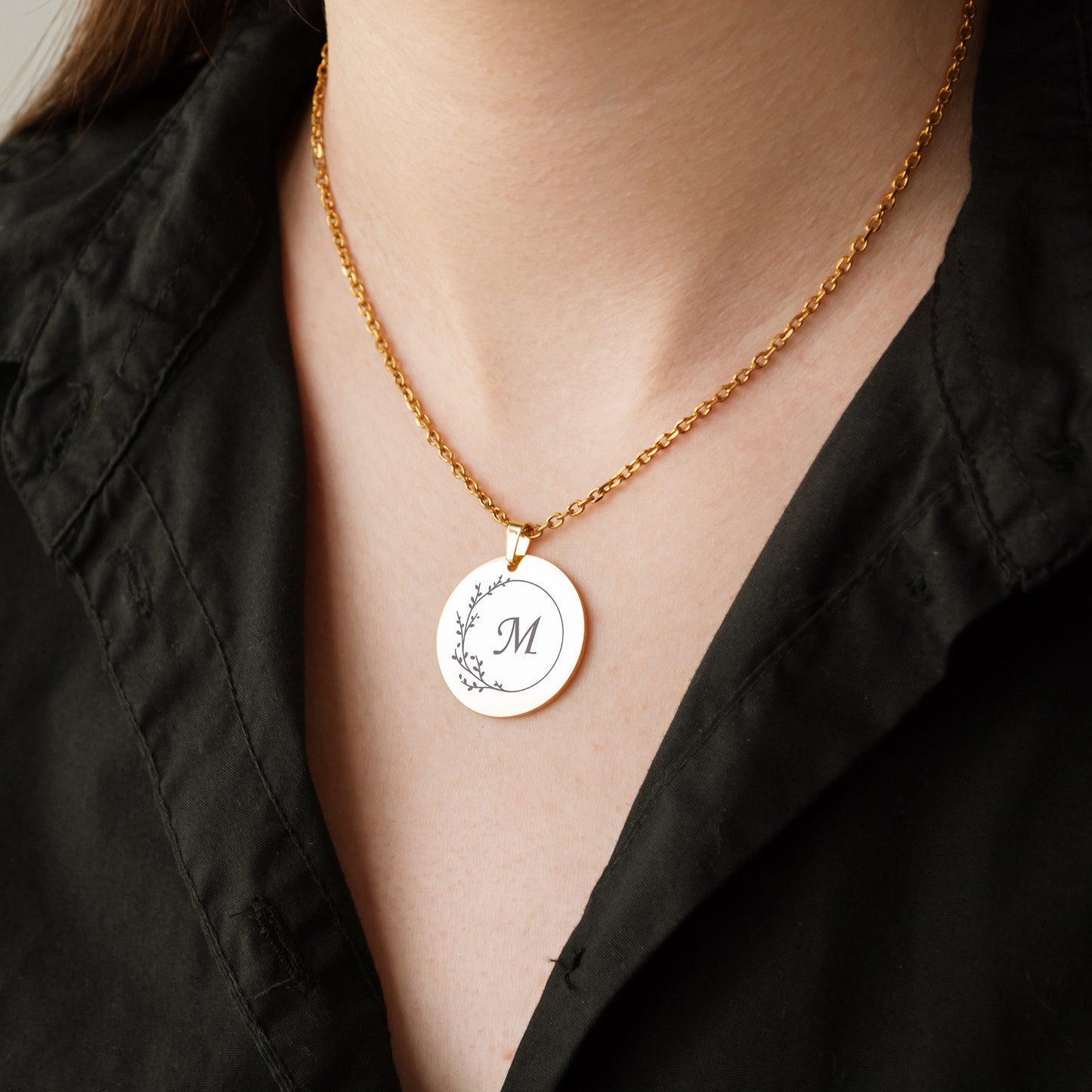 Custom Initial Necklace – Engraved Letter Pendant