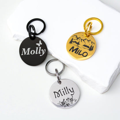 Engraved Dog Tag - Personalized Pet Collar Tag with ID
