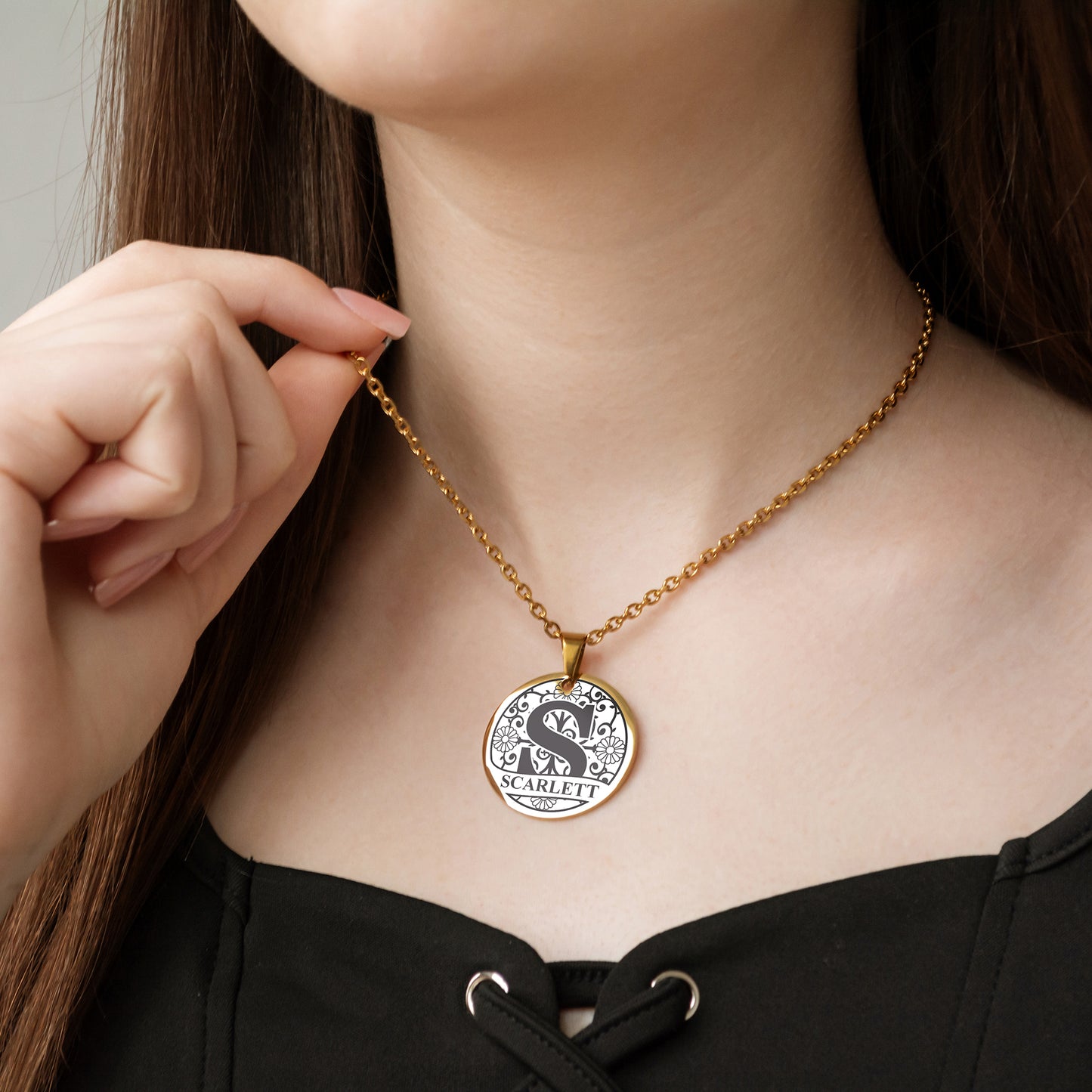 Custom Letter Necklace – Engraved Monogram Pendant