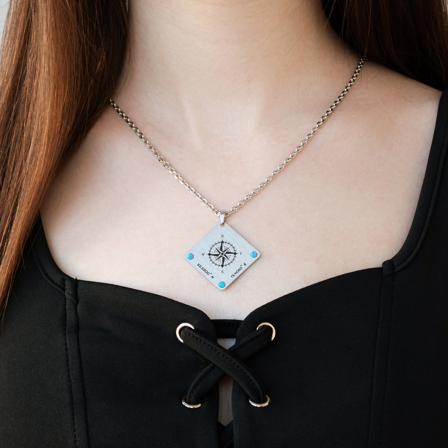 Personalized Compass Necklace – Custom Coordinates Jewelry