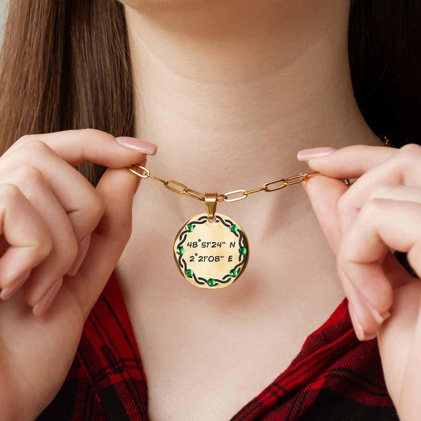 Engraved Coordinates Necklace – Custom Latitude Longitude Pendant