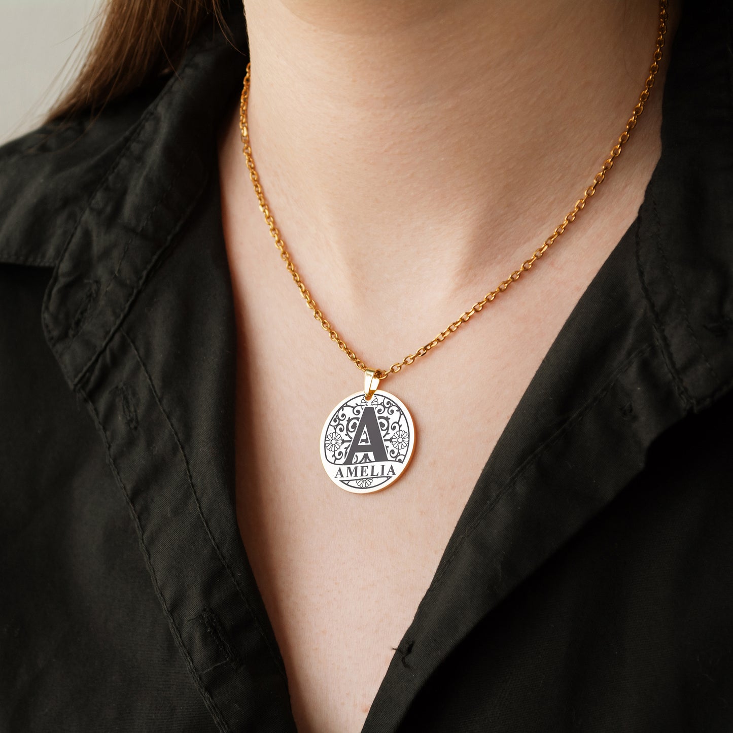 Initial Charm Necklace – Personalized Engraved Jewelry