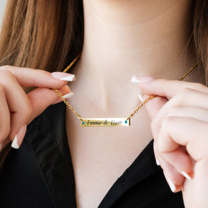 Personalized Engraved Necklace – Custom Name Bar Pendant