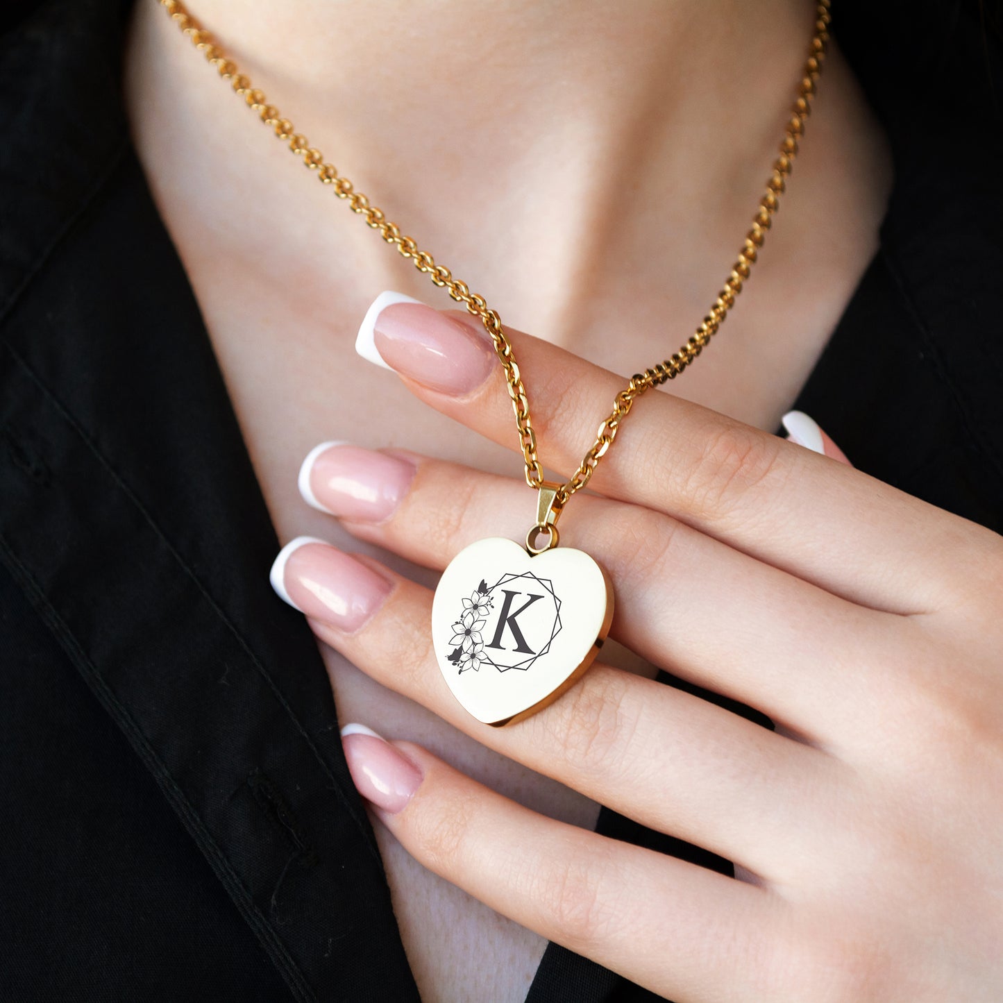 Custom Letter Necklace – Engraved Monogram Pendant