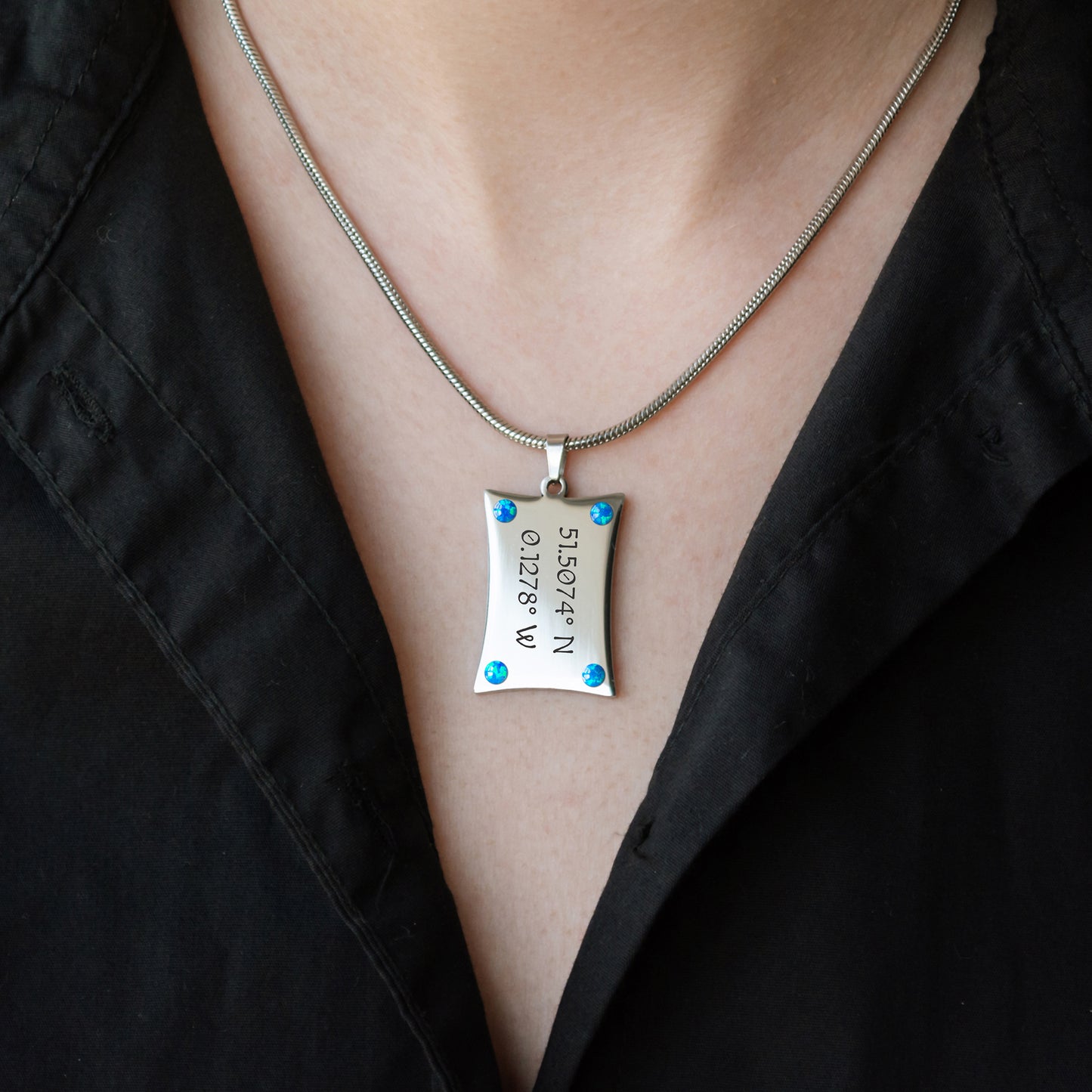 Custom Engraved Coordinates Necklace – Minimalist Jewelry Gift