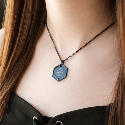 Compass Pendant Necklace – Custom Engraved Coordinates