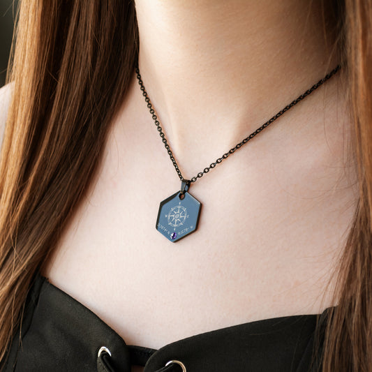 Compass Pendant Necklace – Custom Engraved Coordinates