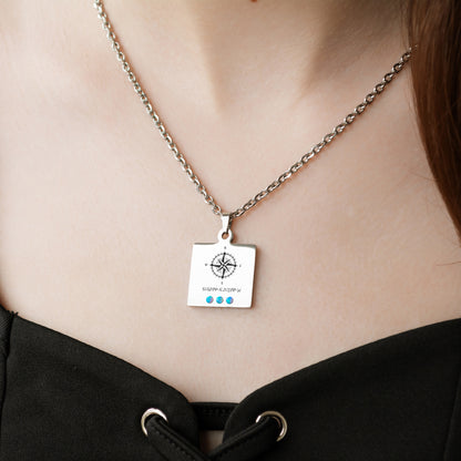 Engraved Compass Coordinates Necklace – Personalized Jewelry