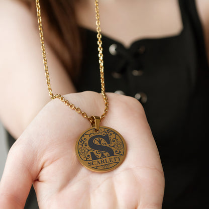 Custom Letter Necklace – Engraved Monogram Pendant