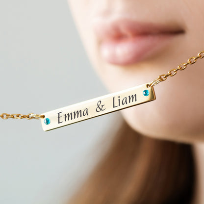 Personalized Engraved Necklace – Custom Name Bar Pendant