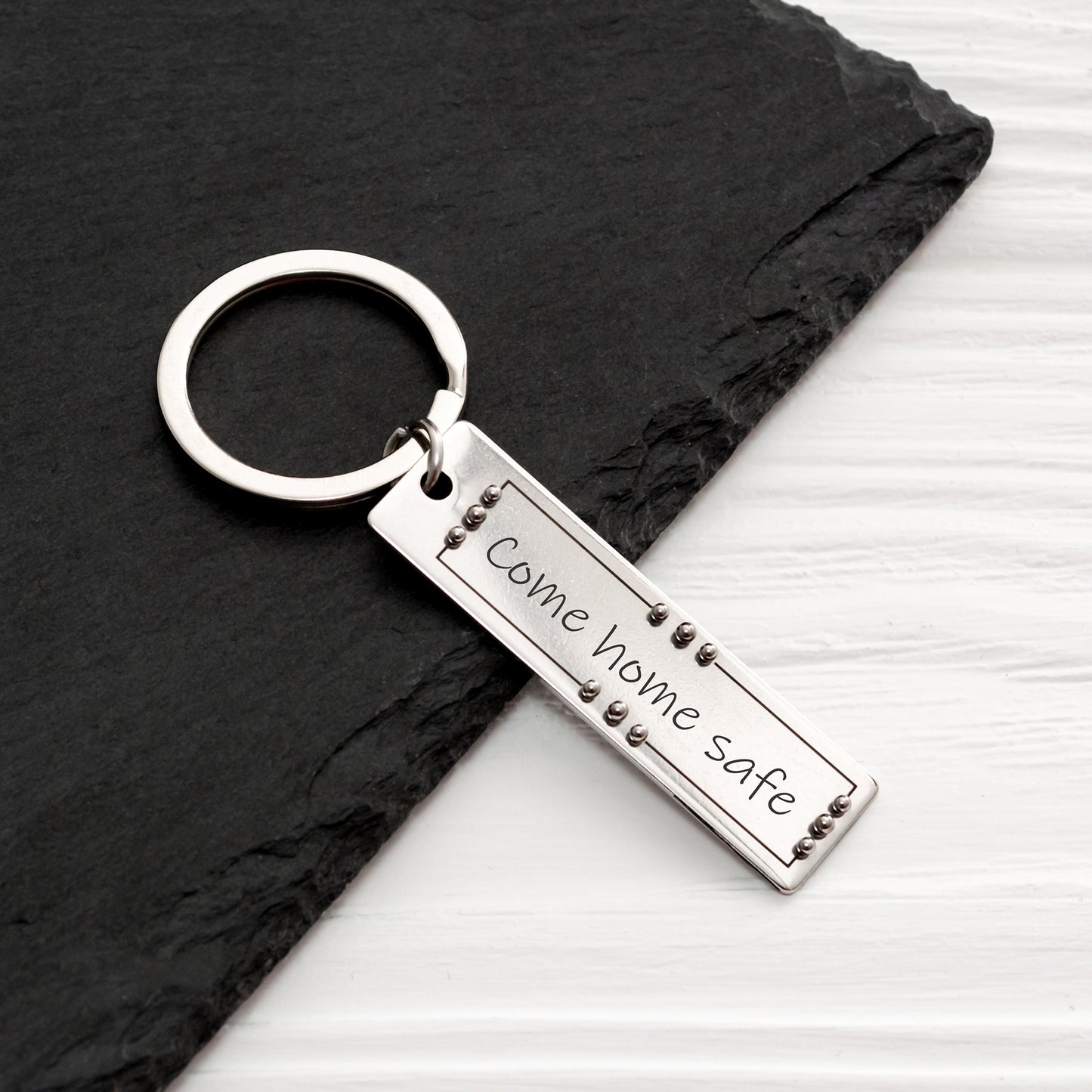 Personalized Drive Safe Keychain - Real Handwriting on Stainless Steel