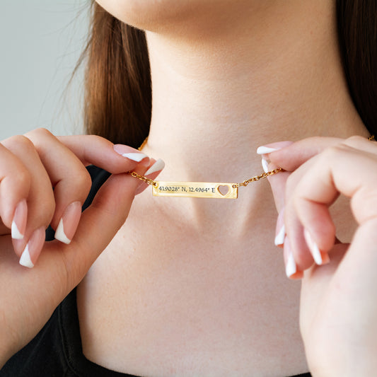 Engraved Coordinates Necklace – Custom Stainless Steel Jewelry