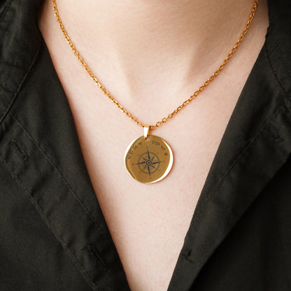 Personalized Coordinates Pendant – Engraved Compass Necklace