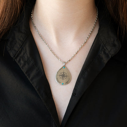 Compass Coordinates Necklace – Custom Engraved Pendant