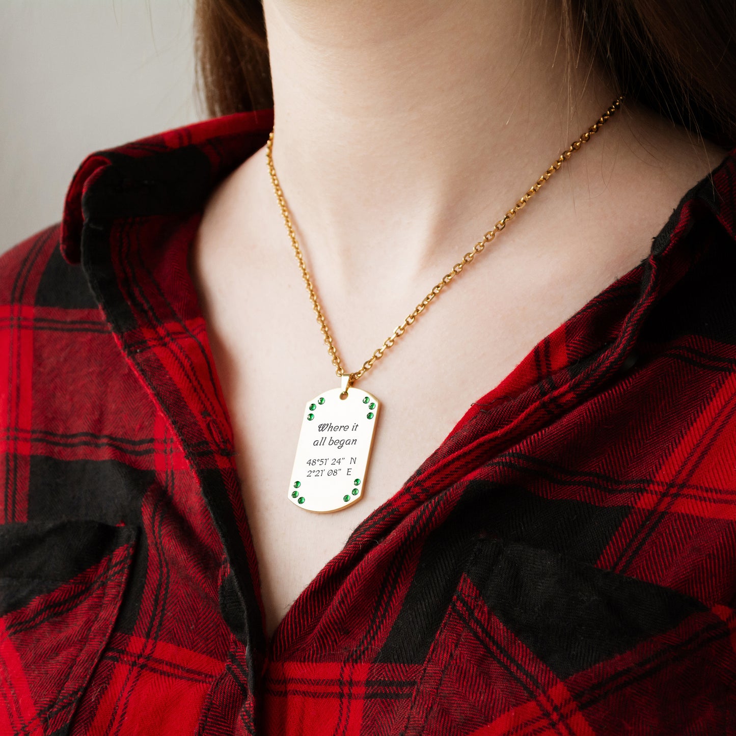 Personalized Coordinates Necklace – Custom Engraved Pendant