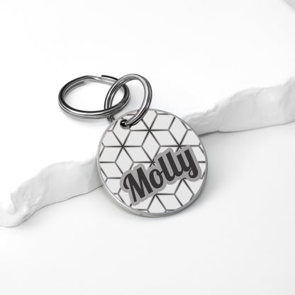 Dog Name Tag - Double Sided Engraved Pet Collar Tag