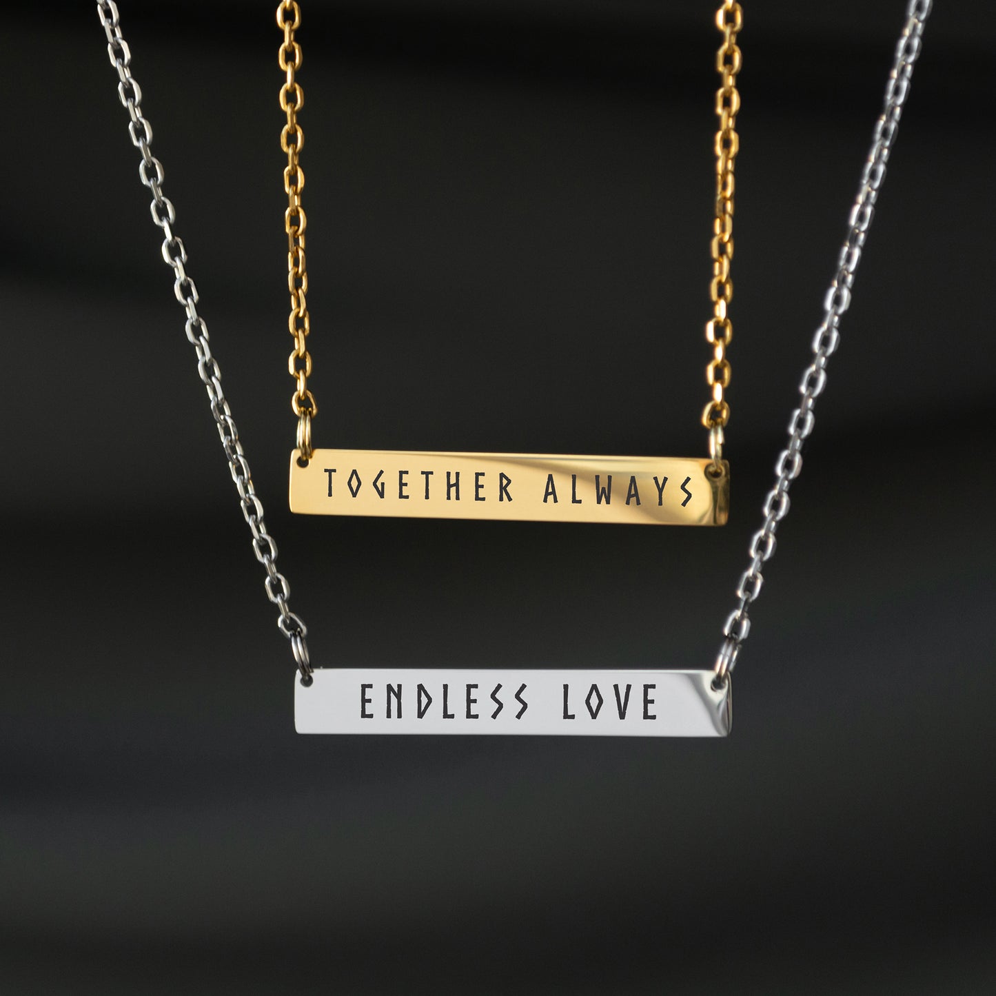 Engraved Bar Necklace – Personalized Name or Phrase Pendant