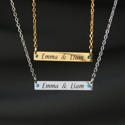 Personalized Engraved Necklace – Custom Name Bar Pendant