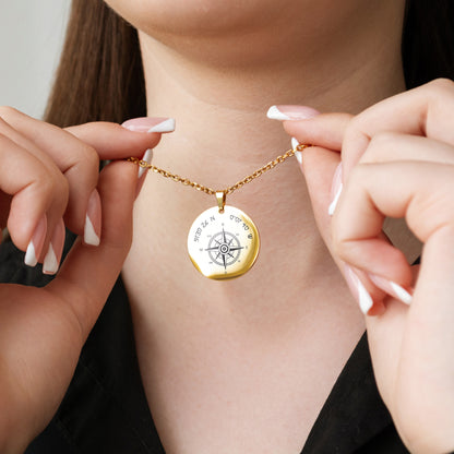 Personalized Coordinates Pendant – Engraved Compass Necklace