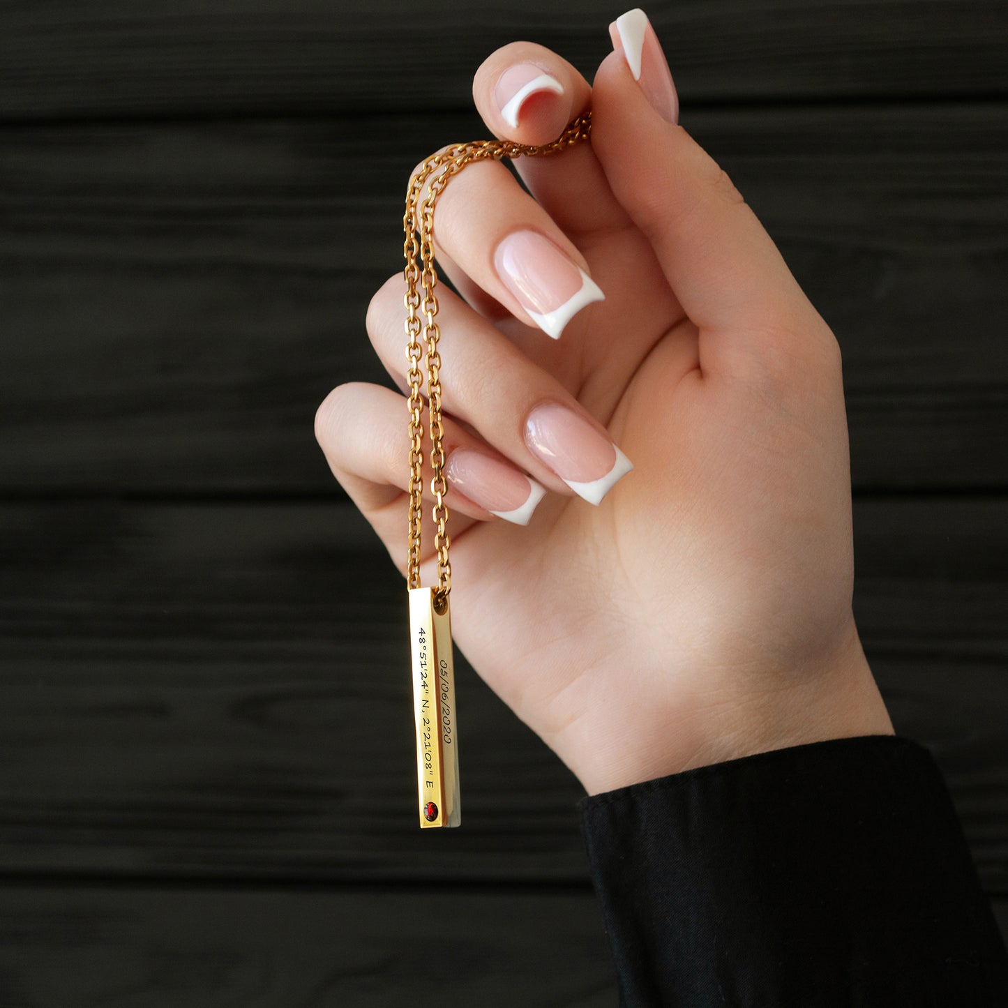 Custom Engraved Coordinates Necklace – Minimalist Jewelry Gift