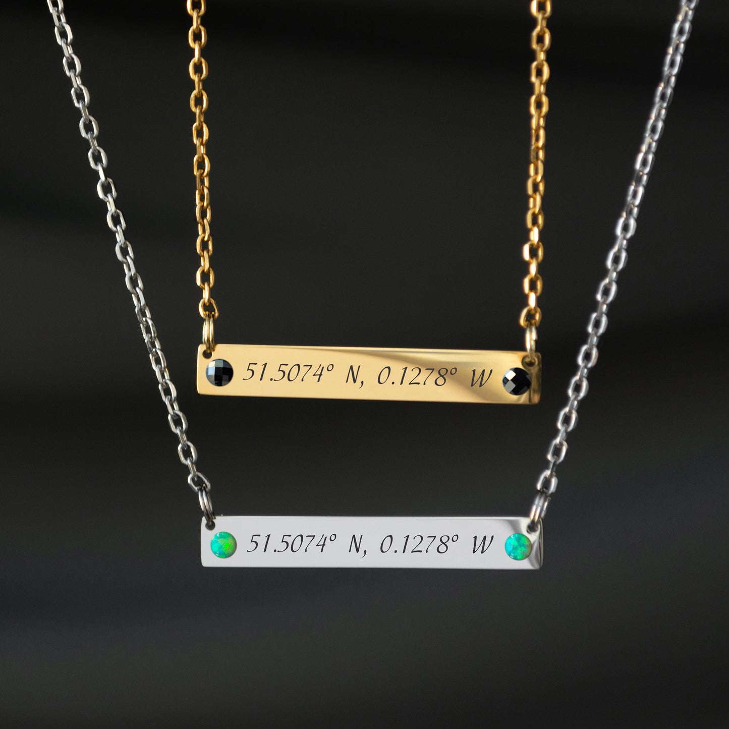 Engraved Coordinates Necklace – Custom Stainless Steel Jewelry