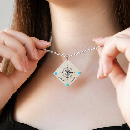 Personalized Compass Necklace – Custom Coordinates Jewelry