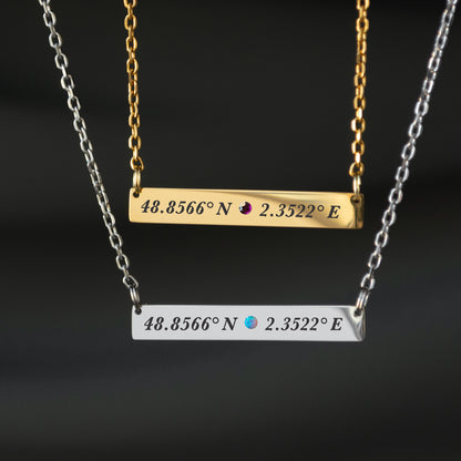 Coordinates Bar Necklace – Personalized Engraved Jewelry