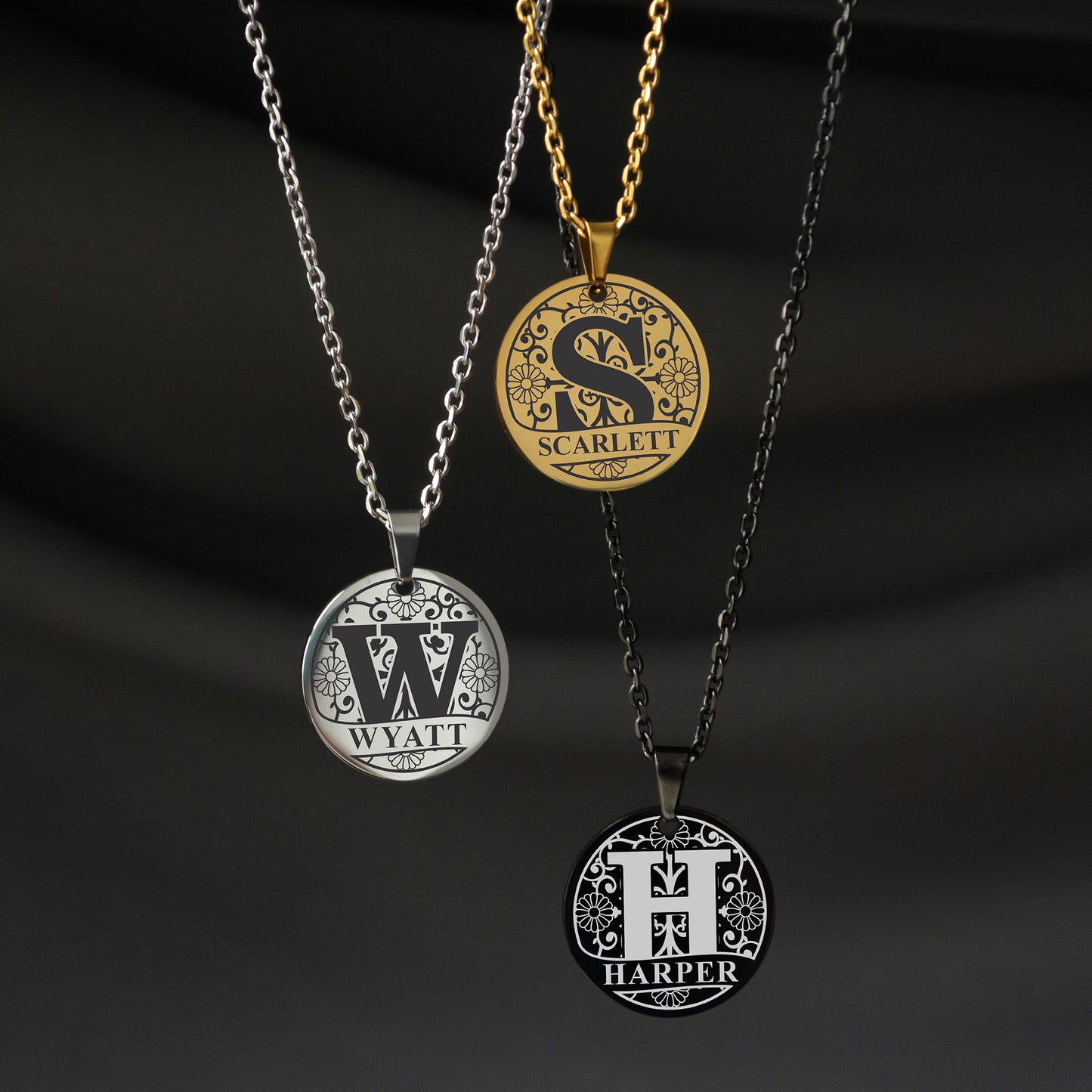 Custom Letter Necklace – Engraved Monogram Pendant