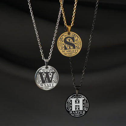 Custom Letter Necklace – Engraved Monogram Pendant